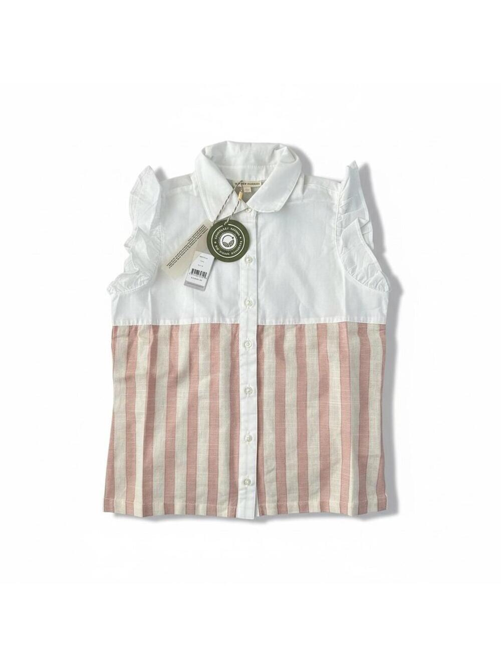 Sunday Collective Verona Ruffle Blouse – Pink & Tan – Size 10–11Y – NWT